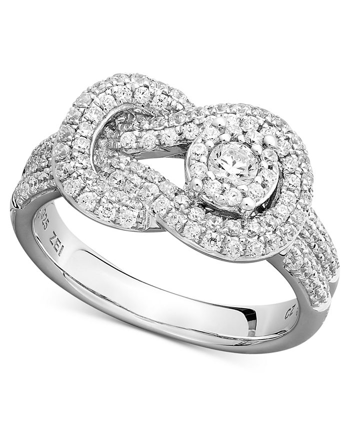 Macy s Diamond Pave Knot Ring in 14k White Gold 3 4 ct. t.w