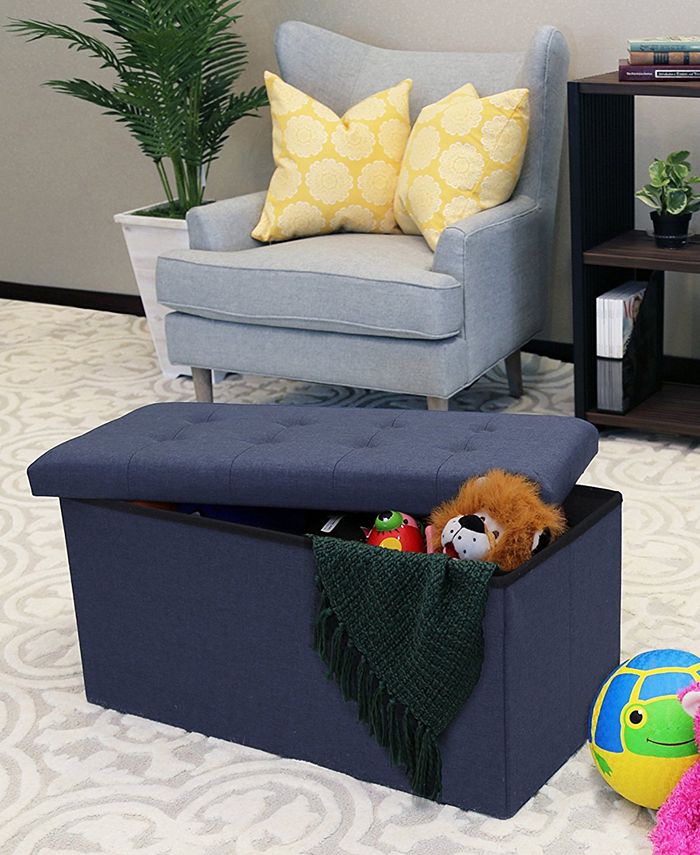 Seville Classics Foldable Tufted Storage Bench Ottoman Macy's