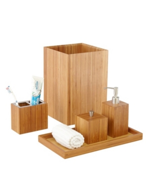 Seville Classics 5-Piece Bamboo Bath And Vanity Luxury Bathroom Essentials Accessory Set