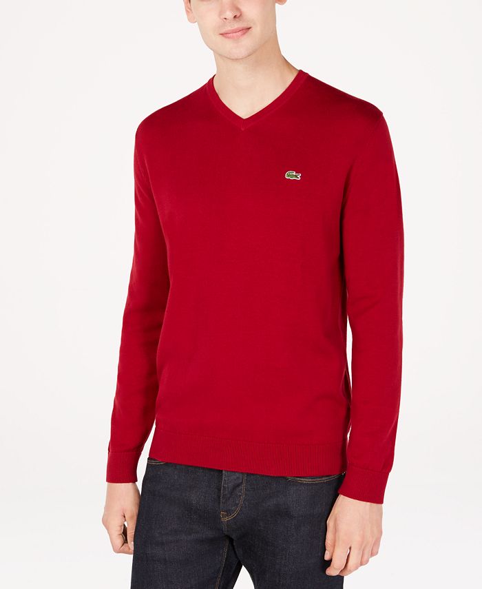 Lacoste Men's V-Neck Sweater, Created for Macy's - Macy's