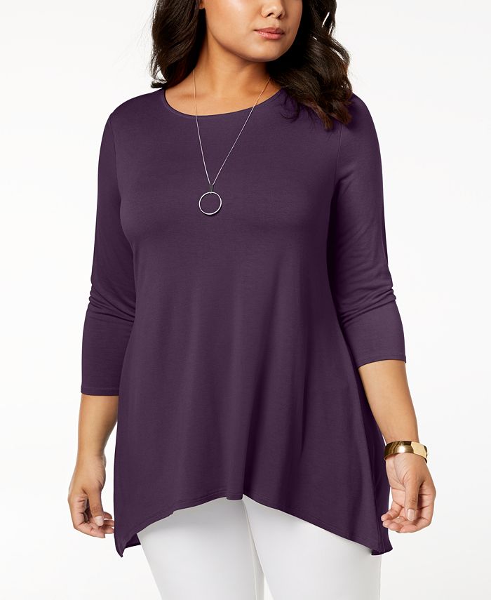 Alfani Plus Size Woven-Back Top, Created for Macy's - Macy's