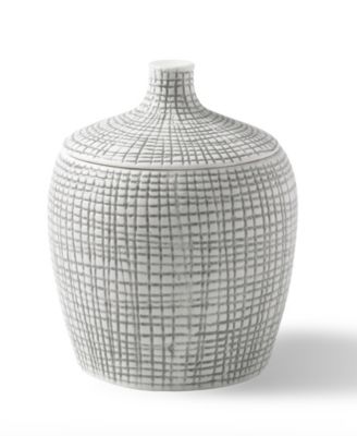 Cestino Embossed Porcelain Cotton Jar