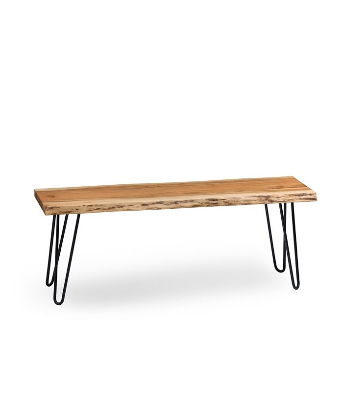 Bolton Furniture Hairpin Natural Live Edge Wood With Metal 48" Bench or