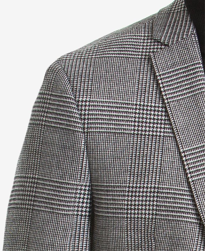 Bar III Men's Slim-Fit Black/White Plaid Suit Jacket, Created for Macy ...