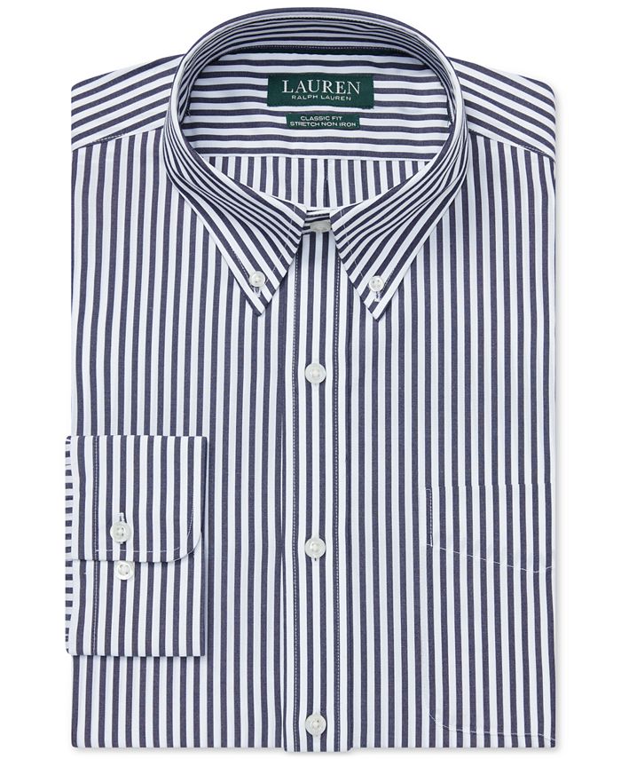 Ralph Lauren Men's Slim Fit No Iron Dress Shirt Blue Size 15X34-35