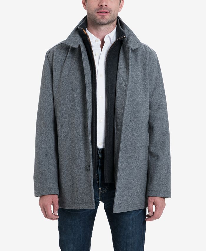 London Fog Men's Wool-Blend Layered Car Coat, Created for Macy's