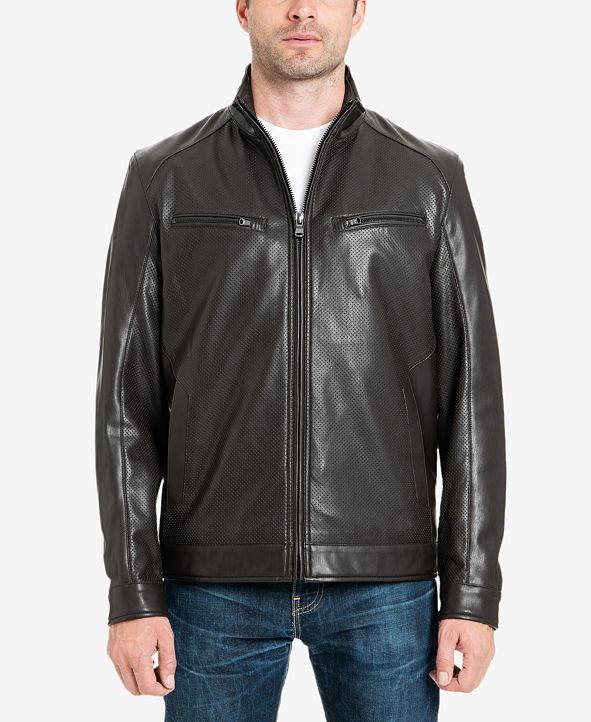 Michael Kors Michael Kors Men's Perforated FauxLeather Moto Jacket