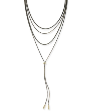 image of Thalia Sodi Gold-Tone Black Adjustable Lariat Necklace, 20
