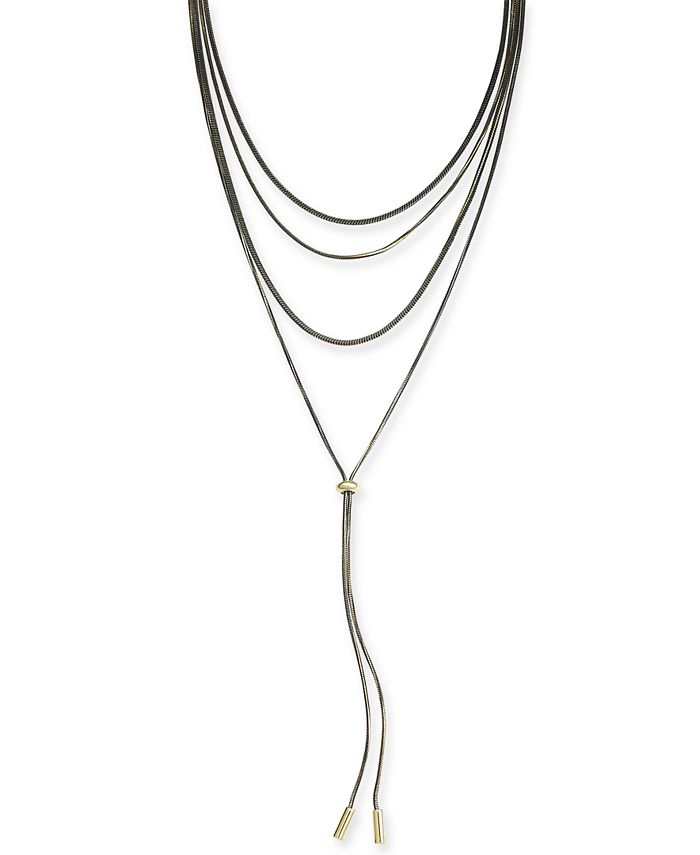 Thalia Sodi Gold-Tone Black Adjustable Lariat Necklace, 20