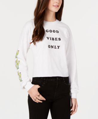 Mighty Fine - Juniors' Cotton Good Vibes Graphic-Print T-Shirt