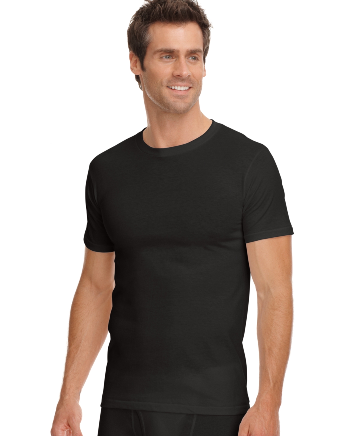 Men's Big and Tall Classic Crew Neck Undershirts, Pack of 2 - Black