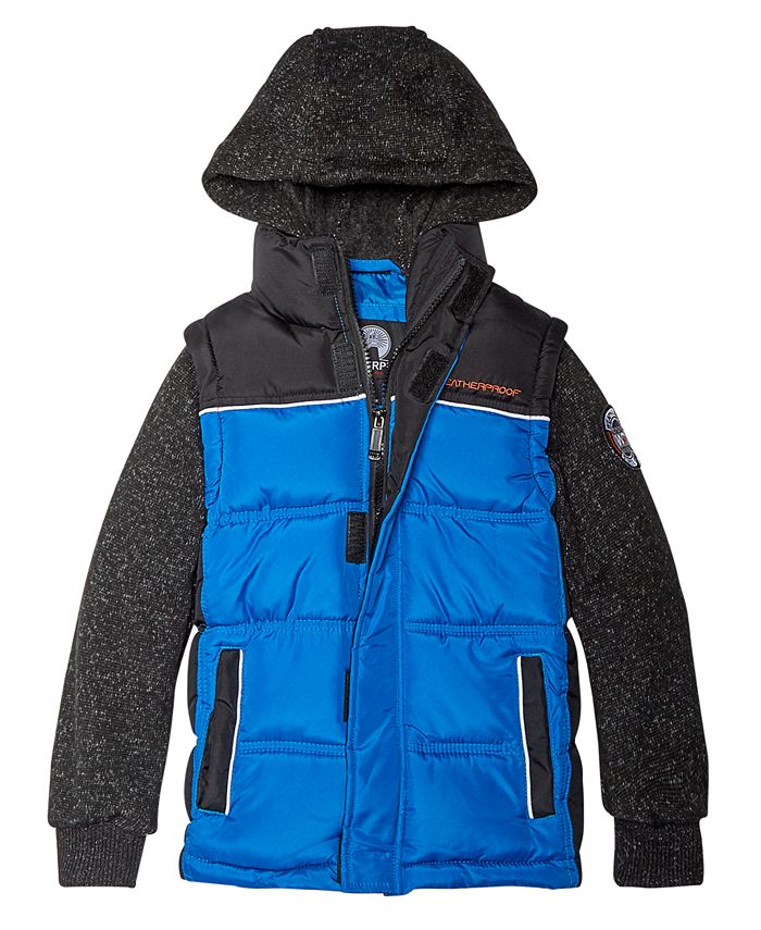 Weatherproof Little Boys Layered-Look Hooded Puffer Jacket - Macy's