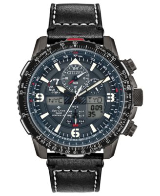 Citizen - Men's Analog-Digital Promaster Skyhawk A-T Black Leather Strap Watch 46mm