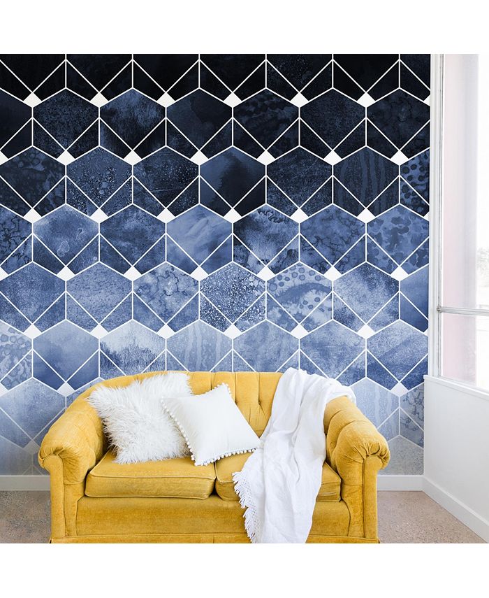 Deny Designs - Elisabeth Fredriksson Blue Hexagons And Diamonds Wall Mural