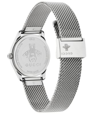 Gucci Women's Swiss G-Timeless Diamond-Accent Stainless Steel Mesh ...