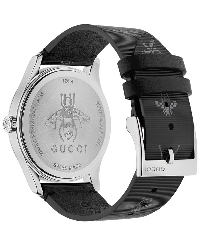 Gucci Unisex Swiss GTimeless Black Hologram Leather Strap Watch 38mm