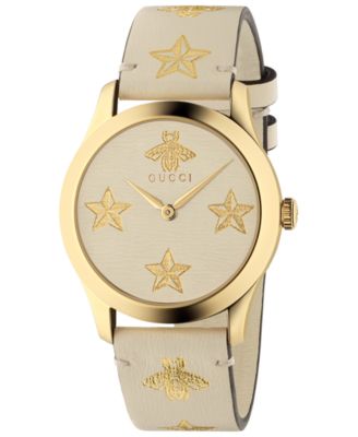 Gucci Unisex Swiss G-Timeless White Leather Strap Watch 38mm