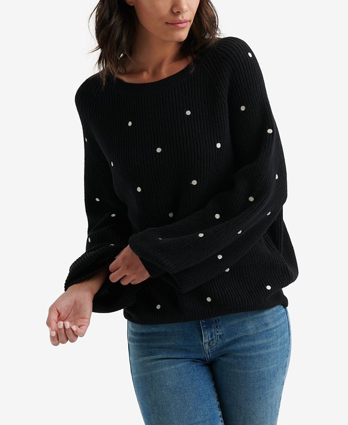Lucky Brand Womens Polka Dot Pullover Sweater
