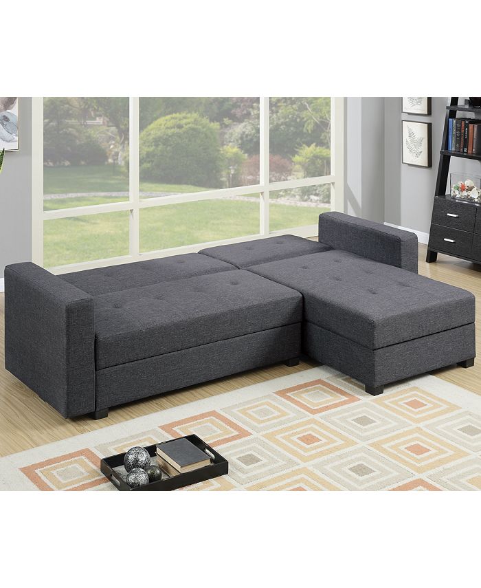 Poundex Bobkona Medora Reversible Sectional With Compartment Macy's