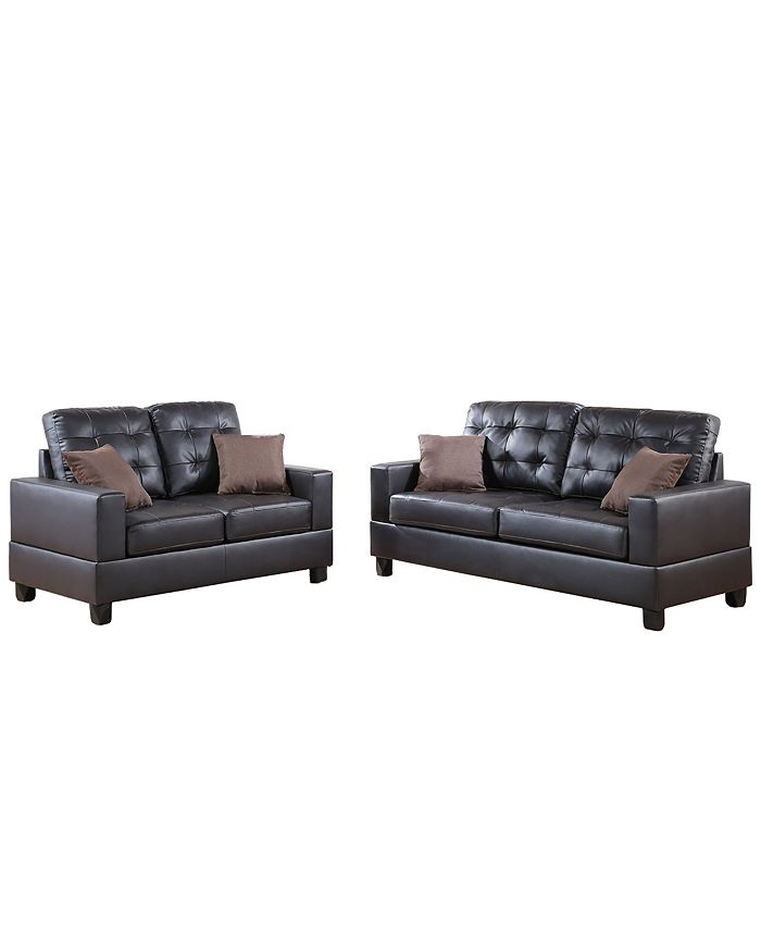 Poundex Bobkona Aria Faux Leather 2Piece Sofa And Loveseat Set Macy's