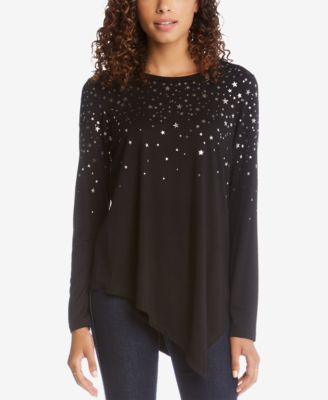 Karen Kane - Metallic Star-Print Asymmetric Top