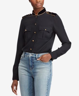 Lauren Ralph Lauren Velvet Trim Military Inspired Shirt Macy s