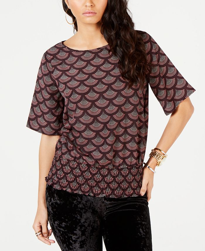 Michael Kors Printed SmockedHem Top Macy's