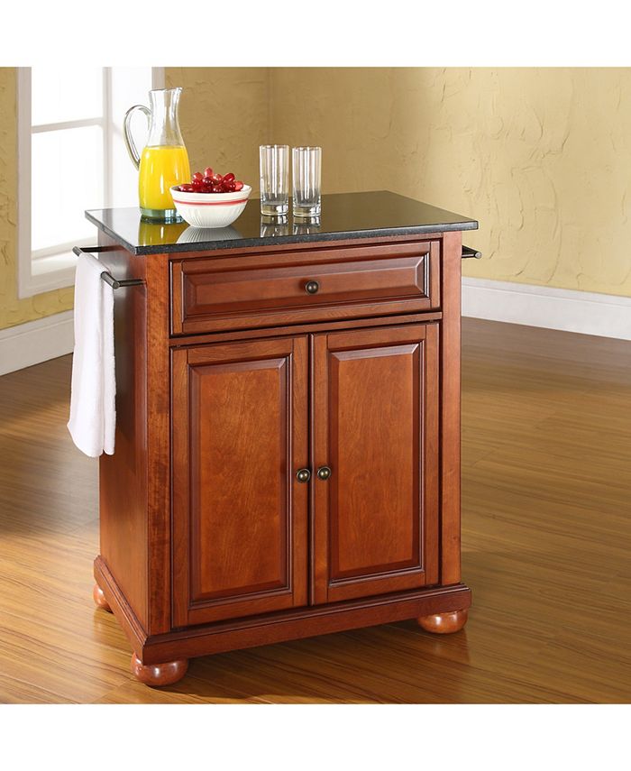 Crosley Alexandria Solid Black Granite Top Portable Kitchen Island Macy's