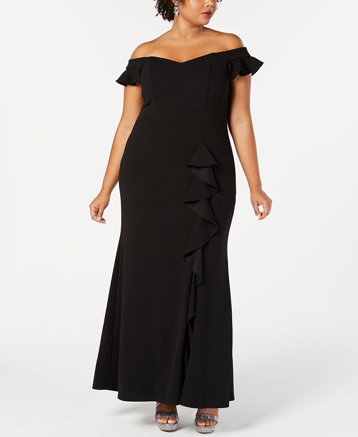 Betsy & Adam Plus Size Off-The-Shoulder Sweetheart Gown & Reviews ...