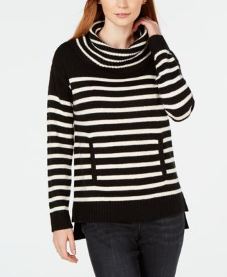 striped cowl neck sweatshirt