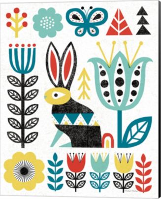 Metaverse Folk Lodge Rabbit V2 Teal By Michael Mullan Canvas Art - Macy's