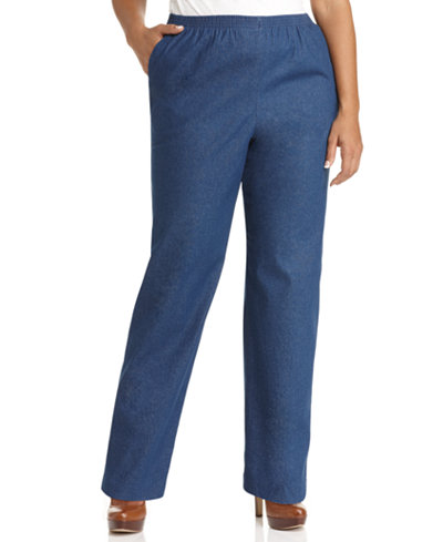 Alfred Dunner Plus Size Denim Pull-On Pants - Jeans - Women - Macy's