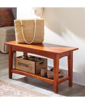 Shaker Cottage Bench with Shelf, Cherry