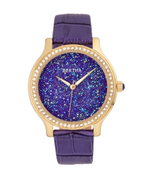 image of Bertha Quartz Cora Collection Purple Leather Watch 40Mm