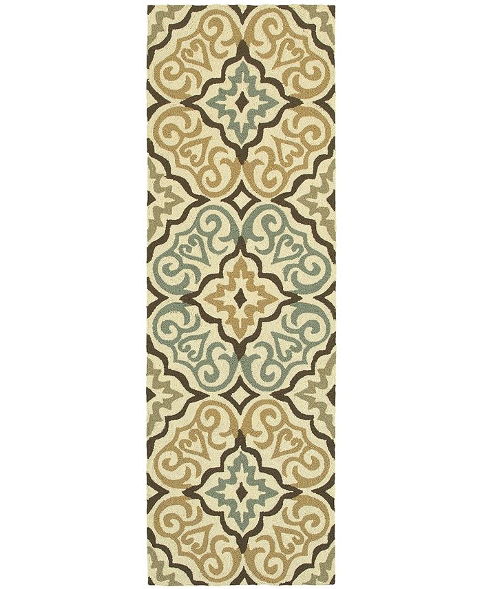 Tommy Bahama Home CLOSEOUT! Atrium Indoor/Outdoor 51106 Ivory/Brown 2'6" x 8' Runner Area Rug