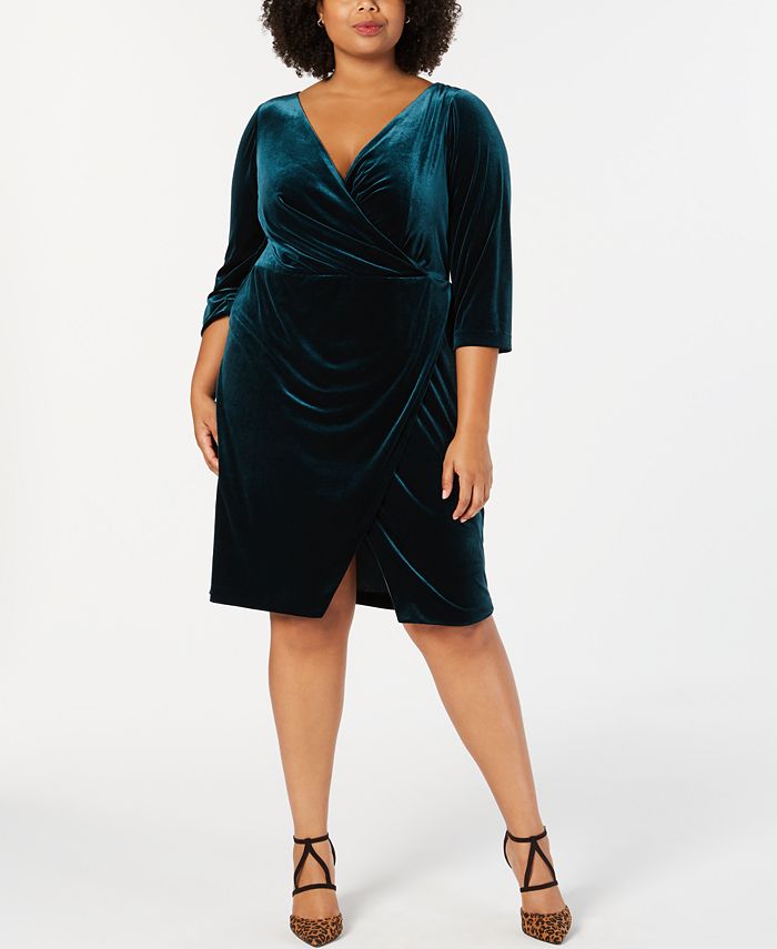 Betsey Johnson Trendy Plus Size Velvet Wrap Dress & Reviews - Dresses ...