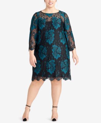 RACHEL Rachel Roy - Trendy Plus Size Two-Tone Lace Dress