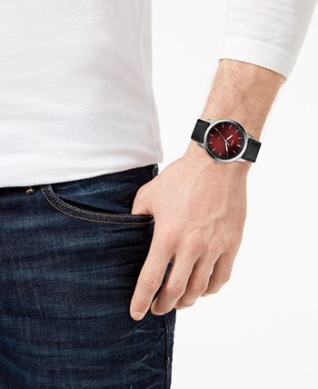 Fossil Men s Minimalist Black Leather Strap Watch 44mm Macy s