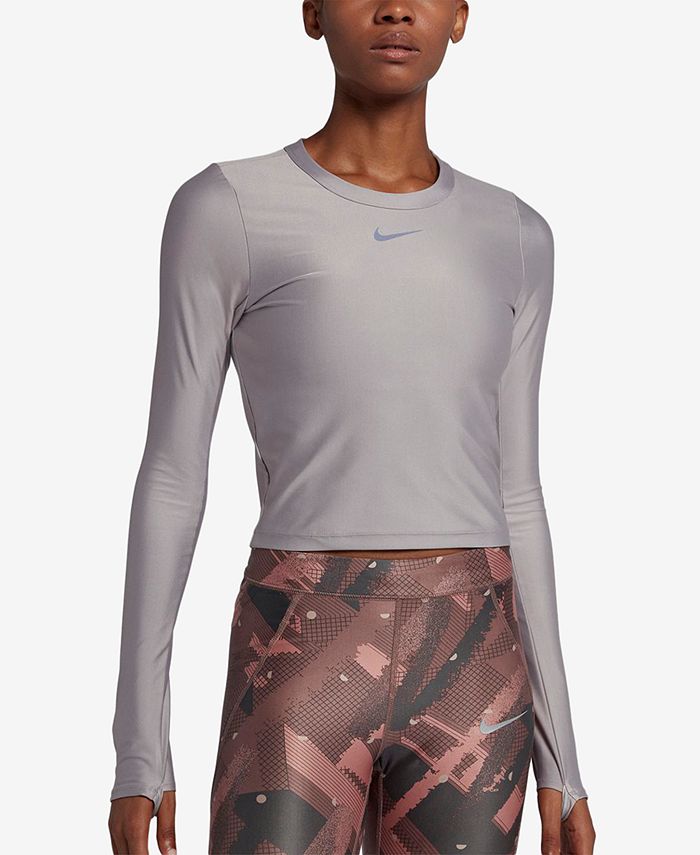 Nike Speed Metallic Cropped Running Top & Reviews Tops Women Macy's