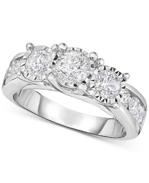 image of TruMiracle Diamond Three Stone Engagement Ring (2 ct. t.w.) in 14k White Gold