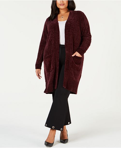 Michael Kors Plus Size Open Front Duster Cardigan Reviews Sweaters Plus Sizes Macy S