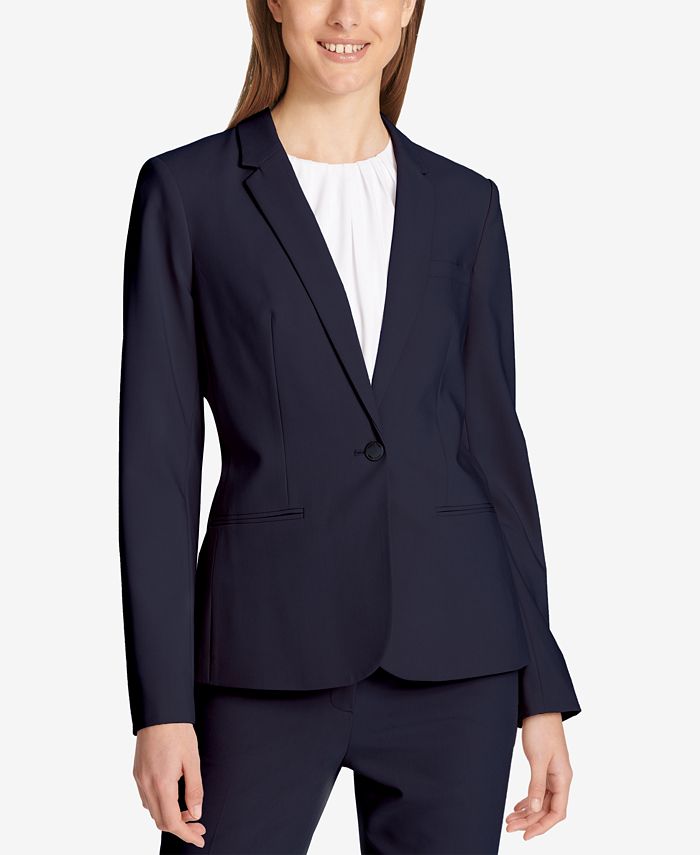 Calvin Klein Petite One-Button Blazer & Reviews - Wear to Work - Petites -  Macy's