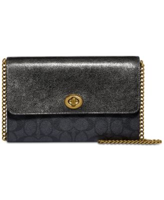 COACH - Metallic Colorblock Coated Canvas Signature Turnlock Chain Crossbody