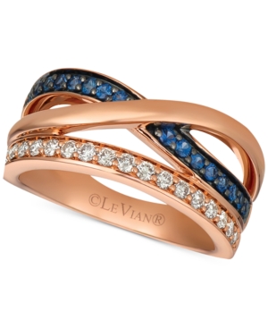 image of Le Vian Emerald (1/5 ct. t.w.) & Diamond (1/4 ct. t.w.) Ring in 14k Rose Gold (Also Available in Sapphire)