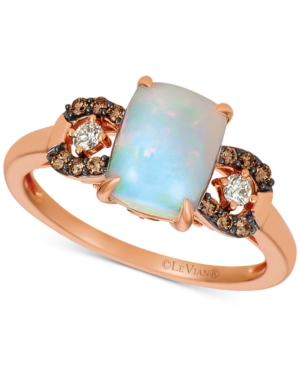 image of Le Vian Neopolitan Opal (7/8 ct. t.w.) & Chocolate and Vanilla Diamond (1/5 ct. t.w.) Ring in 14k Rose Gold