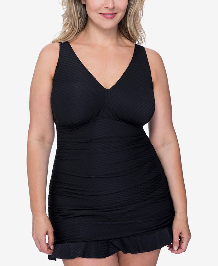 Profile By Gottex Plus Size Ribbons Textured Swimdress Macys