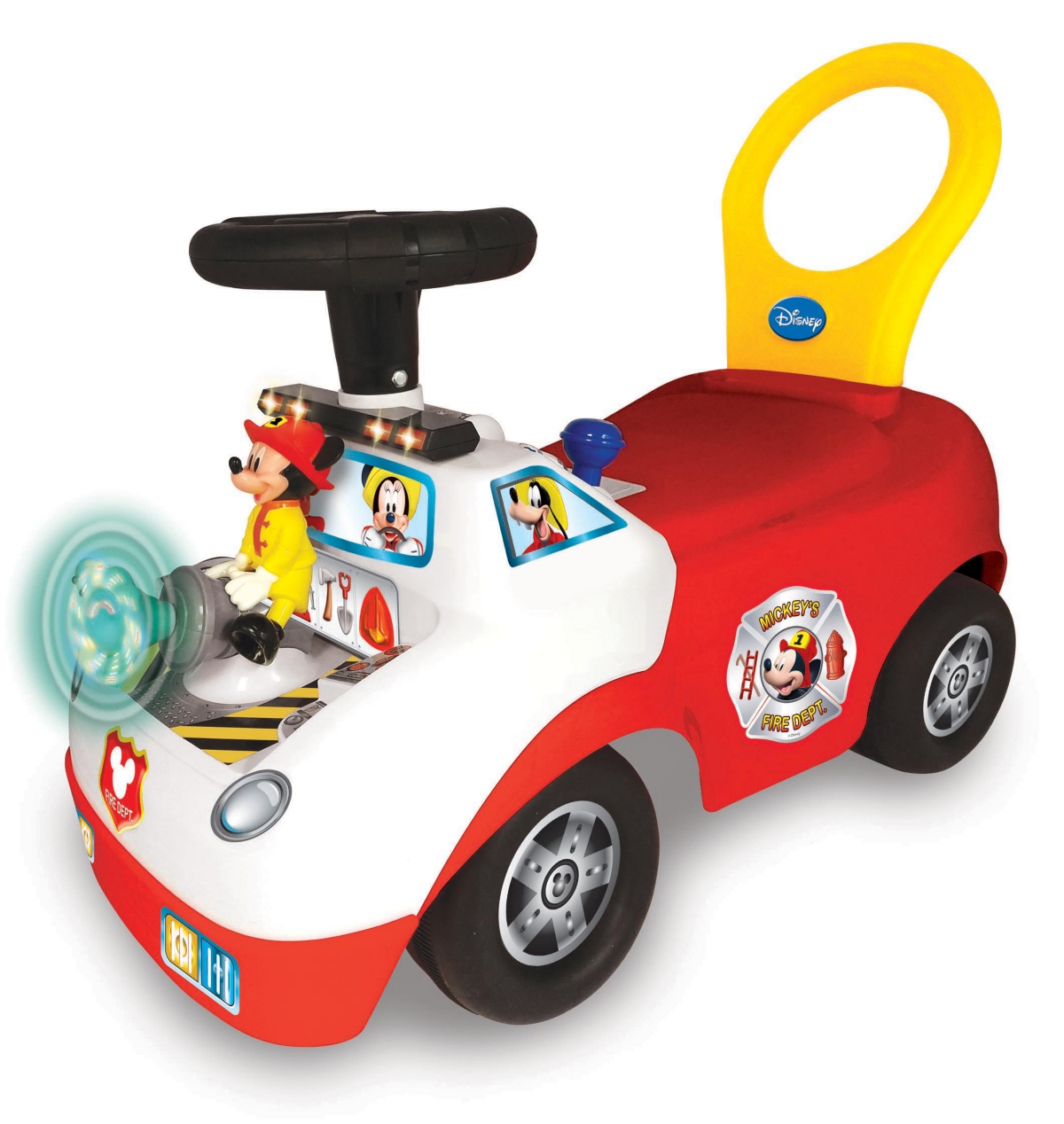 Kiddieland Kids' Disney Mickey Mouse Activity Fire Truck Light And Sound Activity Ride On In Multi