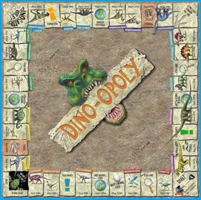 MasterPieces Puzzles Late for the Sky Dino-Opoly Game