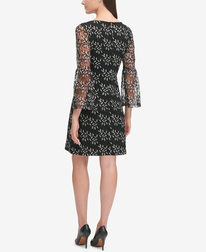 Tommy Hilfiger Bell-Sleeve Embroidered Dress - Macy's