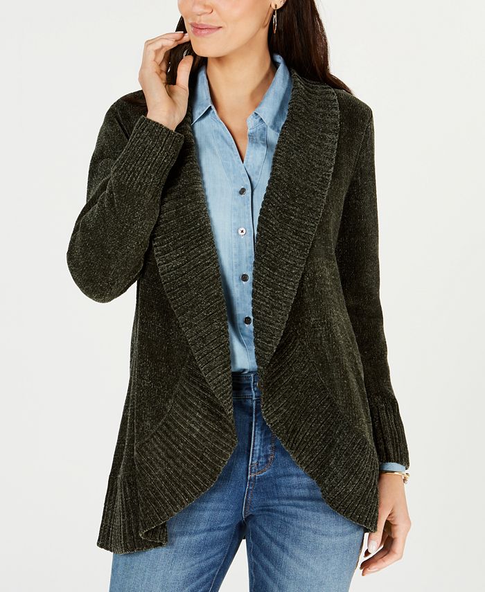 Style & Co Petite Chenille Cutaway Cardigan Sweater, Created for Macy's ...